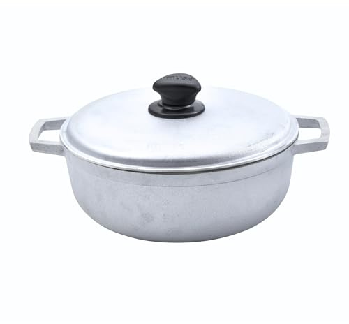 IMUSA 2.6 Quart Traditional Natural Made in Colombia Caldero with Lid for Cooking and Serving, Silver