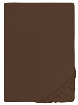 biberna Deluxe Jersey-Elastic-Spannbetttuch 90x190 cm - 100x220 cm braun | 97% Baumwolle, 3% Elastan | Spannbettlaken für Wasserbetten & hohe Matratzen| Rundumgummizug | Oeko-TEX | Modell 0077866