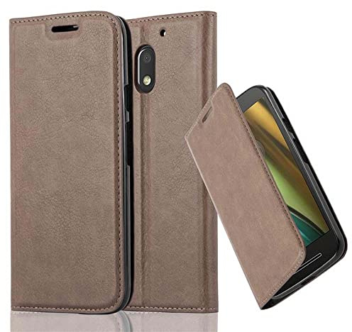 Cadorabo Hülle kompatibel mit Motorola Moto E3 aus Premium Kunst Leder Flip Klappbare Stoßfeste Magnetische [Standfunktion] [Kartenfächern] Cover Hülle für Motorola Moto E3 Tasche in Braun