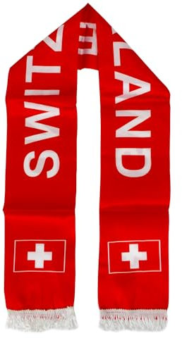 Sonia Originelli Fanartikel leichter Fanschal mit Fransen WM EM Fussball, Farbe: Schweiz