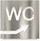Edelstahl WC-Schild - selbstklebend & pflegeleicht - Design Toiletten-Schild mit Pfeil rechts W-06-E