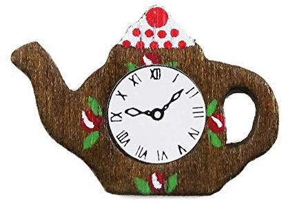 Melody Jane Dolls House Teapot Wall Clock Wooden Miniature Kitchen Ornament Accessory