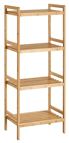 SONGMICS Bambusregal, Küchenregal, Badregal, Bücherregal, Standregal mit 4 Ablagen, 45 x 31,5 x 111 cm, für Bad, Küche, Wohnzimmer, Schlafzimmer, Balkon, naturfarben BCB074N01