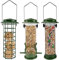Urban Deco 3er Set Vogelfutterspender zum Aufhängen, Robust Metall Vogelfutterhaus für Vögel, Leicht zu reinigen und nachzufüllen (grün-3pk)