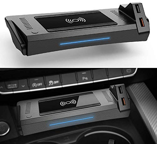 Braveking1 Kabelloses Ladegerät Auto für Audi A4 2019-2021 A5 2020 2021 S4 S5 2021 RS4 RS5 2019 2021 Center Console-Zubehörfeld, 15W Qi Wireless Schnell-ladegerät mit QC3.0 USB für iPhone Samsung