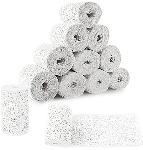 12 Pack Plaster Gauze Bandage for Hobby Craft, Each Roll 4 Inch x 15 Feet Plaster Cloth Rolls Bulk, Gauze Bandage Cloth for Masks, Scenery, Belly Cast (4 inch x 180 inch/5 yd)