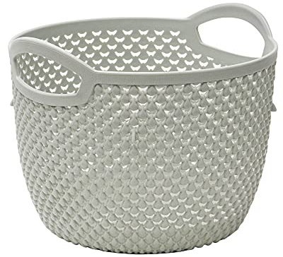 JVL Droplette Design Plastic Round Storage Basket, 3.3L,16 x 19cm Approx, Grey, One Size