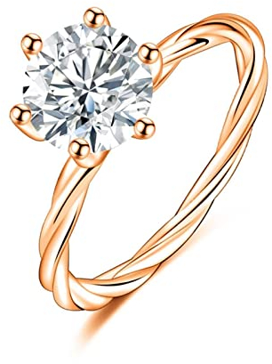 Musihy Ring Damen Unendlichkeitszeichen, Verlobungsring Zirkonia Weiß Eheringe Nordic mit Rundem Zirkonia Damenring Rosegold 60
