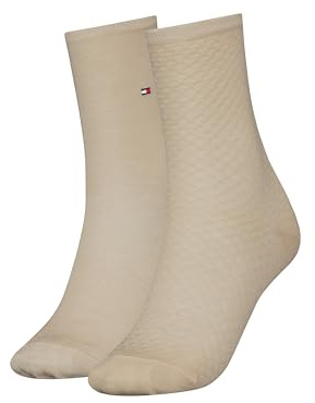 Tommy Hilfiger Damen Classic Socken, Beige, 35/38 (2er Pack)