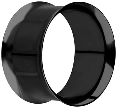 Treuheld® 11mm Ohr Flesh Tunnel Schwarz - Edelstahl/Chirurgenstahl 316L - Dünn & Dünner Rand - Ohne Gewinde
