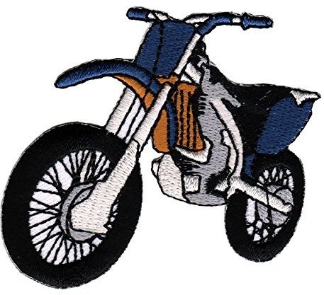 Enduro Blau Motorrad Aufnäher zum aufbügeln oder aufnähen Bügelbild Aufbügler für Kleidung gestickter Bügelflicken Applikation Motocross Dirt Bike Patch Größe 7 x 6,5 cm