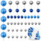 LARDUX 45 PCS Ball Cake Toppers - Baking Cake Decorations DIY Mini Balloon Cupcake Insert for Boys Kids Birthday Party Baby Shower Wedding - Navy Blue