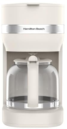Hamilton Beach Filter Coffee Machine, Ella 1.5L, 900W, Coffee Maker for Instant Coffee, Espresso, Macchiato, Makes 12 Cups, Re-usable Filter, Anti-Drip, Water Level Window, Matte Latte - HBC9453MC