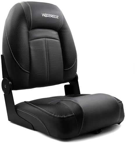Waterside Luxus High Back Bootssitz - Jack - Dark Series - Wasserabweisend, Strapazierfähiges Kunstleder, Einfache Installation - Bootszubehör für Komfort und Eleganz