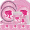 Rosa Cake Girl Decorazioni,Stoviglie per Feste a Princess Girl,Posate per ragazze,Piatti, Tazze, Tovaglie, per le Ragazze, Decorazione della Festa di Compleanno (53PCS 16 Ospiti)