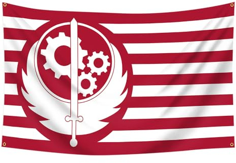 Konern Brotherhood of Steel Fallout rote Flagge, Banner, 90 x 150 cm, große Flagge (helles und lebendiges 150D-Polyester, Messingöse)