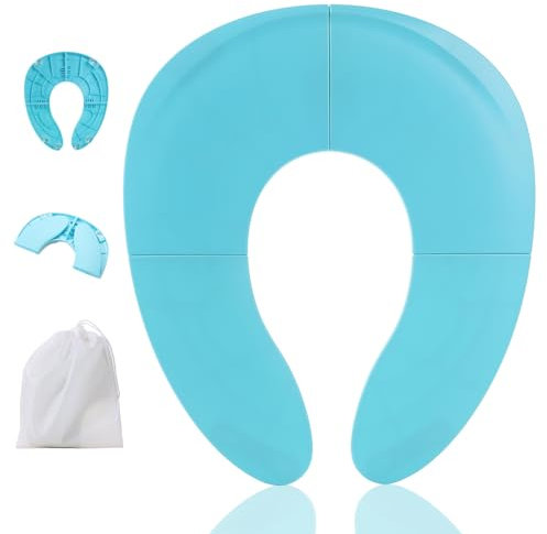 Adaptador WC Niños Plegable - Orinal Portátil Niños Plegable con Bolsa de Viaje, Reductor WC Niños Para Entrenamiento, Diseño Compacto Y Portátil, Ideal Para Adaptador Baño Para Niños Azul