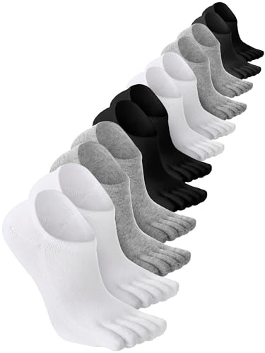 Bencailor 6 Pairs Women Toe Socks Cotton No Show Sock, 5-8, Basic Color