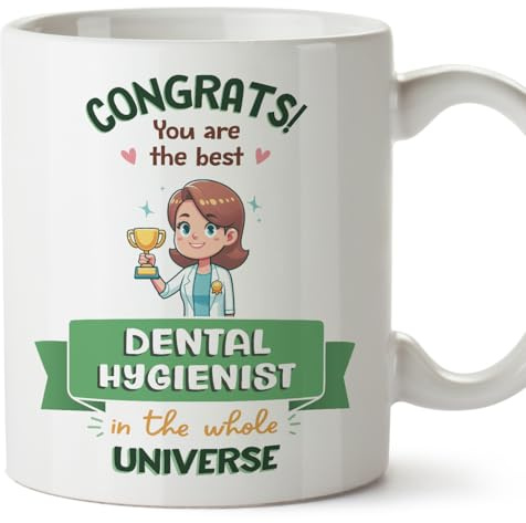 MUGFFINS Dental Hygienist Woman Mug - in English - Best in Universe Trophy - Funny Gift for Colleagues - Ceramic 11oz Mug