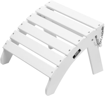 VEVOR Adirondack Ottoman, 17.7L x 19.7W x 13.8H Inch HDPE Plastic Folding Adirondack Ottoman, Weather-Resistant Foot Rest for Adirondack Chair, Widely Used for Outside Porch Pool Lawn Backyard, White