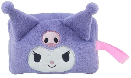 CyP Brands – Hello Kitty, Sanrio, Kulturbeutel, Plüsch, wendbar, Kuromi und Hello Kitty, Lila, offizielles Produkt