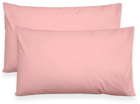 Coppia Federe Cuscini Letto 52x82 cm in 100% Puro Cotone – Copricuscini Guanciale Tinta Unita con Pattina Interna Senza Zip o Bottoni – Set 2 Federe Morbide e Resistenti