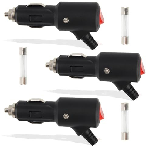 GZGXKJ 3 Stück Zigarettenanzünder Stecker 12V Stecker Zigarettenanzünder | 12V-24V KFZ Universalstecker, Mit Schalter und 15A Sicherung, Für Autos Navis Autoladegeräte Autostaubsauger