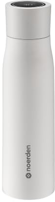 NOERDEN Liz+ Botella de Agua Inteligente UV de 500 ml con Purificación UV-C, Recordatorios de Hidratación, Indicador de Temperatura, Color Blanco