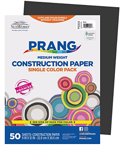Prang (Formerly SunWorks) Construction Paper, Black, 9 x 12, 50 Sheets