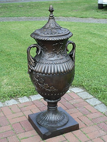 Bronze Blumenvase 'Esprit' mit Blumenverzierungen und Deckel