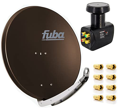 Fuba Sat-Anlage DAA 850 B Satellitenschüssel Braun 85x85cm Quad LNB für 4 Teilnehmer 8X F-Stecker