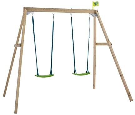 TP Toys Portique Forest en Bois avec 2 Balançoires Réglables et Kit d’Ancrage – Hauteur 200 cm – Jouet Extérieur pour Enfants dès 3 Ans – Bois Européen FSC, Traitement Autoclave