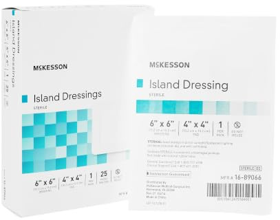 McKesson Island Selbstklebende Wundkompresse, Polypropylen/Viskose, 15 x 15 cm, quadratisch, 25 Stück