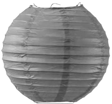 Boule Papier Gris 20cm - Lampion Papier en Papier de Riz - Lanterne Japonaise Gris pour Décoration de Mariage, Anniversaire, Fêtes