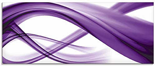 ARTland Wanddeko Glasbilder Wandbild Glas Bild einteilig 125x50 cm Querformat Moderne Kunst Abstrakt Modern Rauch Welle Lila Violett S7MV
