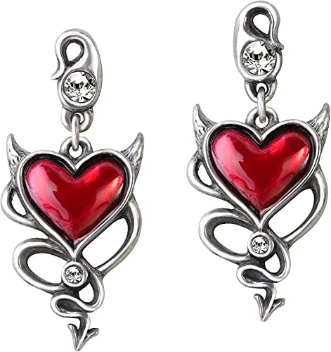 Alchemy Gothic Devil Heart Studs Frauen Ohrstecker-Set Standard Hartzinn Rockwear