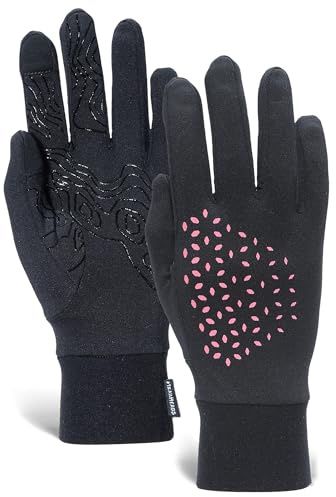 TrailHeads Laufhandschuhe Leichte Handschuhe mit Touchscreen-Funktion | Die Elemente - schwarz/rosa reflektierend (groß)