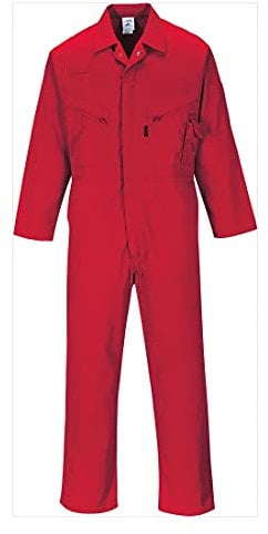 Portwest C813 Men's Liverpool Work Overalls Protective Boiler Suit Polycotton Coveralls Durable Workwear for Mechanics Warehouse Garages DIY Red, Large