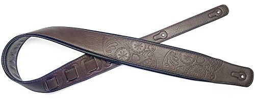Gitarrengurt mexikanischer Totenkopf, dunkelbraun