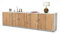 Stil.Zeit TV Schrank Lowboard Antonia, Korpus Weiss matt, Front Holz-Design Pinie (180x49x35cm), mit Push-to-Open Technik
