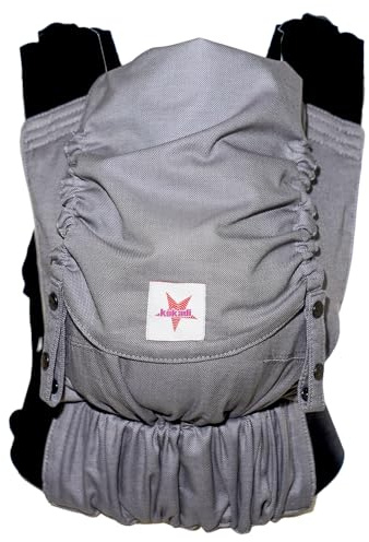 KOKADI Babytrage Flip Just Stone (Babysize) – Ergonomisch & sicher - handgefertigt aus 100% Bio-Baumwolle – Ab Geburt bis 15 kg, einfach anzulegen, ideal für den täglichen Gebrauch – Grau