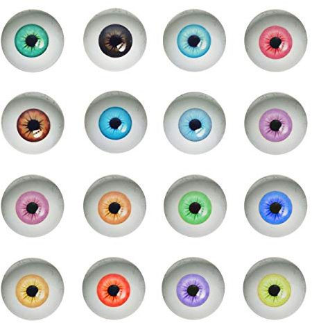Julie Wang Pack of (x20) Round Mixed Glass Eyes Light Color Pupils Flat Back Time Gem Cabochons Art Craft for Dolls Making Scrapbooking Embellishments Decors 30mm