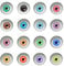 Julie Wang Pack of (x20) Round Mixed Glass Eyes Light Color Pupils Flat Back Time Gem Cabochons Art Craft for Dolls Making Scrapbooking Embellishments Decors 30mm