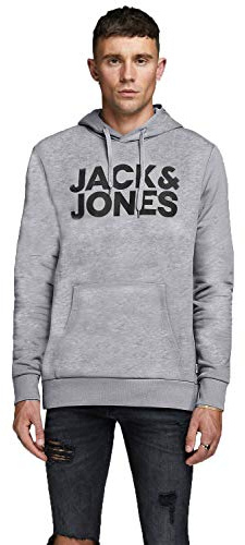 Jack & Jones Jjecorp Noos Logo-Kapuzenpullover für Herren, Grau (Light Grey Melange Detail: Reg Fit 19-melange), Small