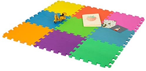 DIVCHI Spielmatte aus Schaumstoff, 29 x 29 cm, Mehrfarbig, 9 Stück – Bequeme gepolsterte Schaumstoffmatte für Kinder und Kleinkinder