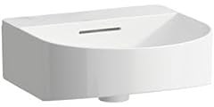 Laufen Sonar Aufsatz-Handwaschbecken, ohne Hahnloch, mit Überlauf, 410x420mm, inkl. Ventilabdeckung, inkl. Schablone, weiß, Farbe: Snow (weiß matt) - H8163417571091