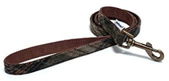 Ancol Heritage Collection Country Check Dog Lead - Brown Nylon Fashion Lead with Country Inspired Design - Durable Weather Resistant Pet Walking Accessory - 1m x 19mm