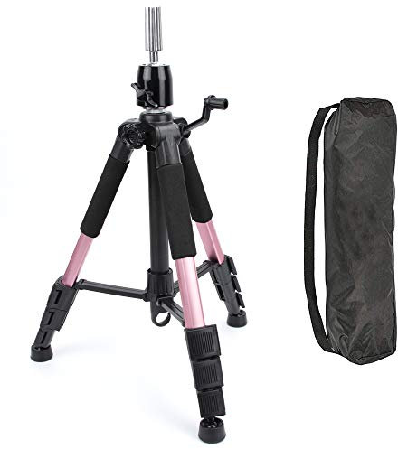 Beyond Your Thoughts Mini Mannequin Tripod Stand Canvas Block Training Doll Manikin Head Wig Stand for Cosmetology Hairdressing(Rose Gold)