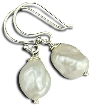MadamLili Perlenohrringe | 925 Sterling Silber Barock Perlen Ohrhänger | Hypoallergen & Wasserfest | Elegante Perlen Ohrstecker für Damen | Geschenk zum Geburtstag, Hochzeit & Jubiläum