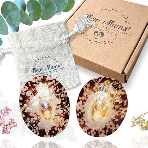 Coquillages d’Allaitement Nacre 100% Naturels Made in France (L) - Protège-Mamelons - Evite Soulage les Crevasses et Douleurs Liées à l'Allaitement - Lavables - Réutilisables